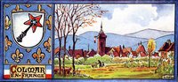 Вид города Кольмара, рисунок Анси, источник regionalsace.site.voila.fr Рисунок Анси, Кольмар, Франция