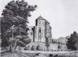 Мирский замок на рисунке Язепа Дроздовича (1927)
