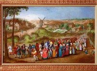 Свадебная процессия на фоне сельского пейзажа, круг Питера  Брейгеля Младшего