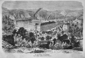 Производственные корпуса Мейсенской фарфоровой мануфактуры в районе Трибишталь, 1869 год