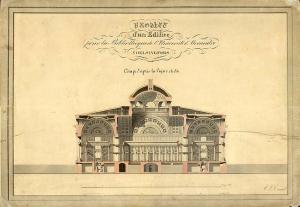 Продольный разрез Университетской библиотеки Хельсинки, К.Л. Энгель, 1836 г.