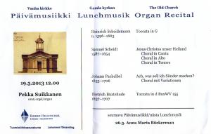 Старая церковь Хельсинки, программа органного концерта