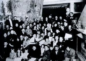 Члены просветительской кооперации, Нордман, Репин и Чуковский в Пенатах (1912)