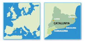 Местоположение Каталонии на карте Европы