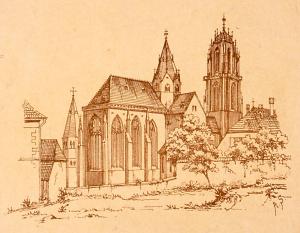 Готическая церковь Св. Георгия после реставрации XIX века, Селеста, Эльзас, Франция