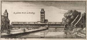 Крытые мосты в Страсбурге, гравюра XVII века