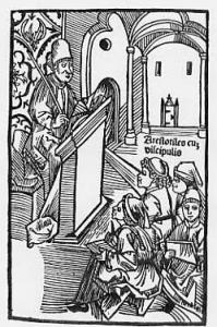 Преподаватель и ученики, иллюстрация 1495 года