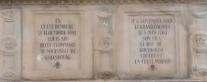 Мемориальная надпись на доме Биллекса в Селесте, Эльзас, Франция