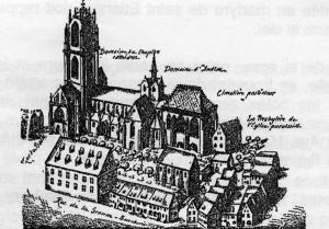 Готическая церковь Св. Георгия в XV веке, Селеста, Эльзас, Франция