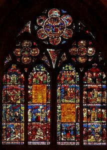 Кафедральный собор Страсбурга, витраж со сценами Воскресения и явлений Христа
