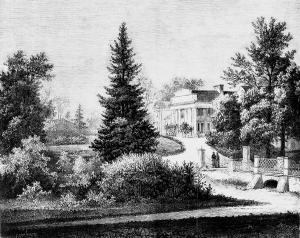 Дворец Тышкевичей в Логойске, литография 1883 года