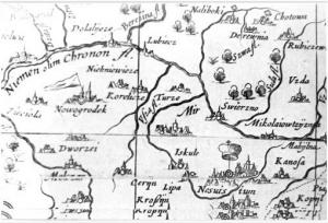 Мирский замок на карте 1613 года