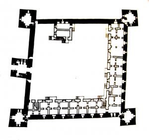 План-реконструкция первого этажа Мирского замка на начало XVI века