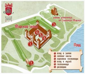 Мирский замок, карта комплекса