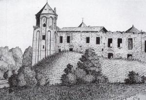 Мирский замок на рисунке Язепа Дроздовича (1927)