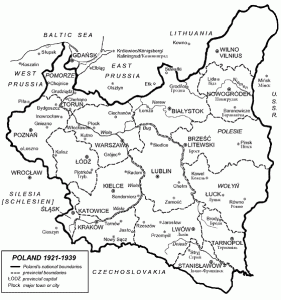 Карта Польши в 1921 году
