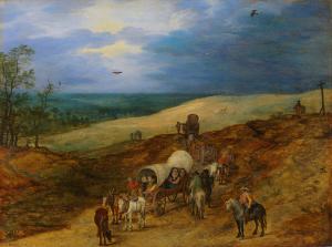 Ян Брейгель Старший. Пейзаж с повозками (1603)