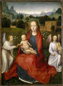 Ганс Мемлинг. Мадонна с младенцем между двумя ангелами (1480–1490)