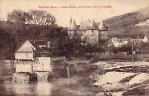 Старая мельница  остатки средневекового моста в Верноне, исторический снимок