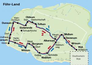 Автобусные маршруты на острове Фёр, Северо-Фризские острова, Германия