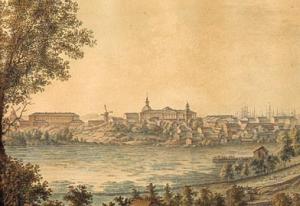 Вид Хельсинки, акварель 1820-х годов (видна церковь Ульрики Элеоноры)