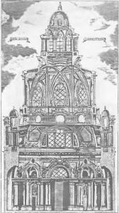 Церковь Сан-Лоренцо в Турине, разрез (из трактата Гварини)