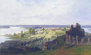Крепость и озеро в Лаппеенранте, картина Йохана Кнутсона