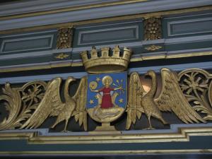 Изображение святого Халльварда над выходом в нынешний собор Осло