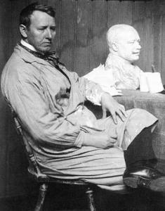 Густав Вигеланн в мастерской в Хаммерсборге, 1906 год