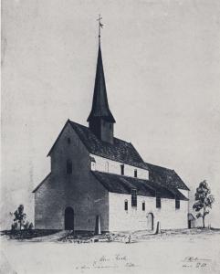 Церковь Гамле-Акер в Осло до реставрации (рисунок 1852 года)