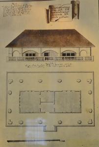 План Домика Петра I и защитной галереи, чертежи из коллекции Берхгольца