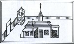 Сампсониевская церковь. Копия с рисунка в книге А. И. Богданова [1]