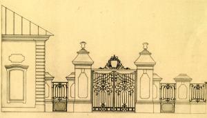Эскиз ограды Сампсониевского храма архитектора Н.Е.Лансере