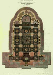 Спас на Крови. А. А. Парланд. План храма с рисунком пола (1901)