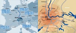 Базель на карте Европы