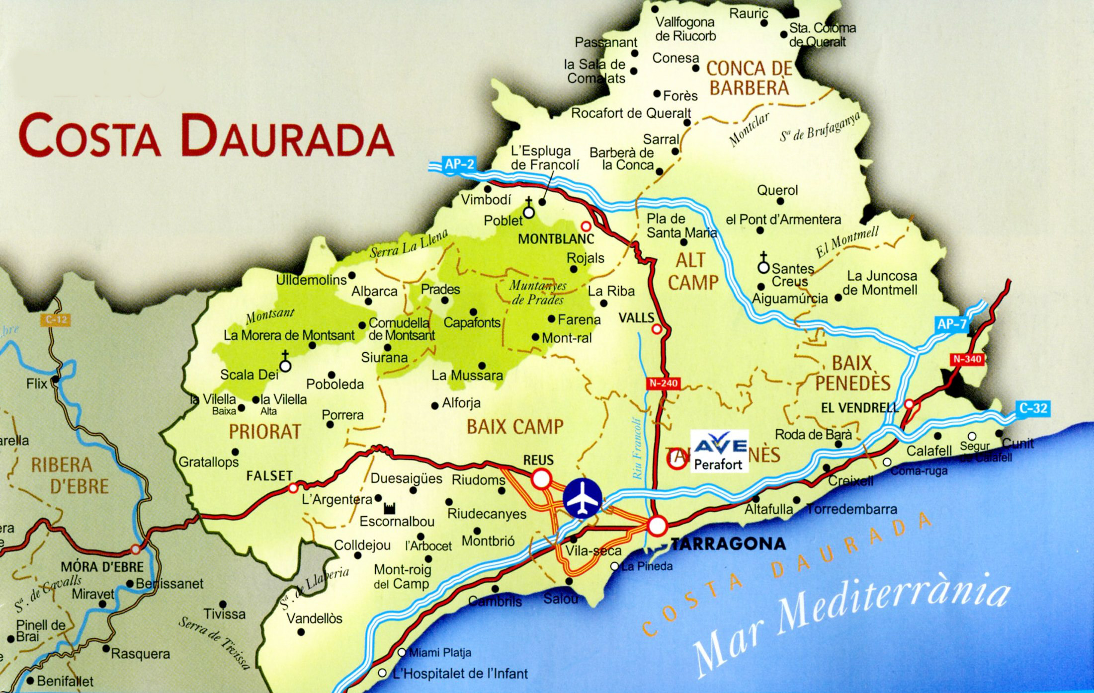Карта курортной зоны Коста-Дорада