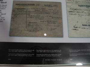 Заявление о зачислении в школу Escoles Pies на 1863-64 гг; музей Гауди в Реусе