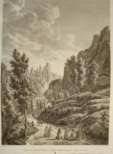 Въезд в монастырь Монсеррат,иллюстрация из книги Лаборда (1806)