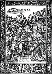 Богоматерь Монсерратская и молящийся монах, ксилография 1521 г.