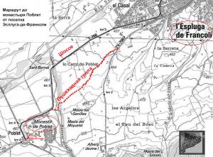 Дорога к монастырю Поблет на карте