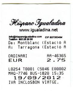 Билет из Монблана до Таррагоны