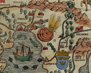Выборгский взрыв на карте Carta Marina, 1539 год