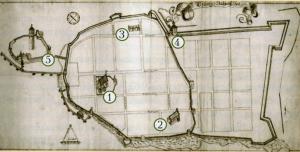 Выборгский замок на карте города 1642 года