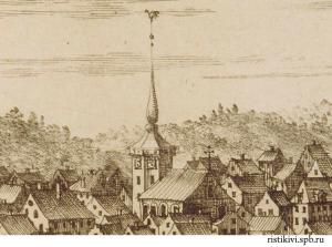Старый кафедральный собор и Часовая башня в начале XVIII века, Выборг